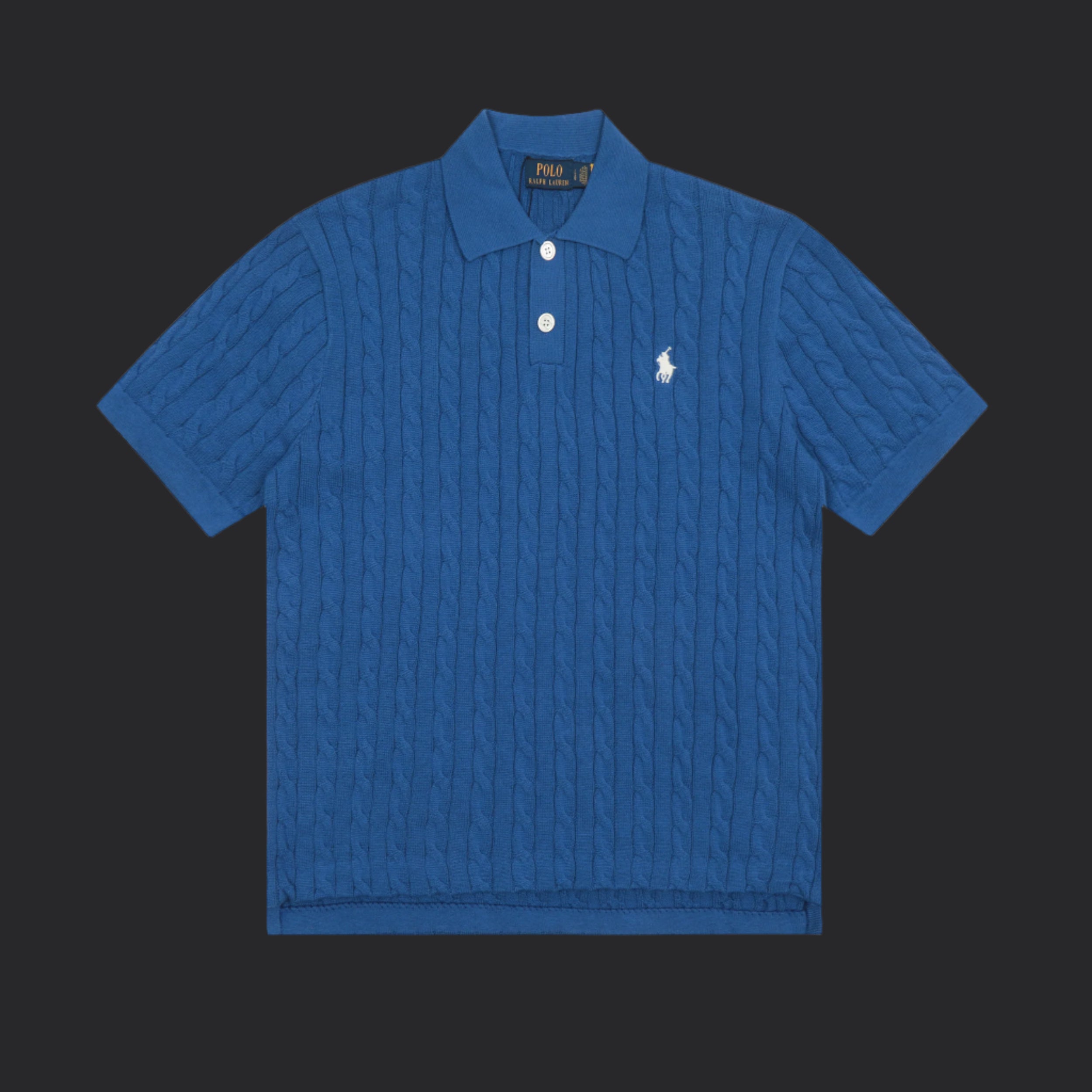Polo Ralph Lauren Cable-Knit Wool Shirt- Dark Blue/White Logo