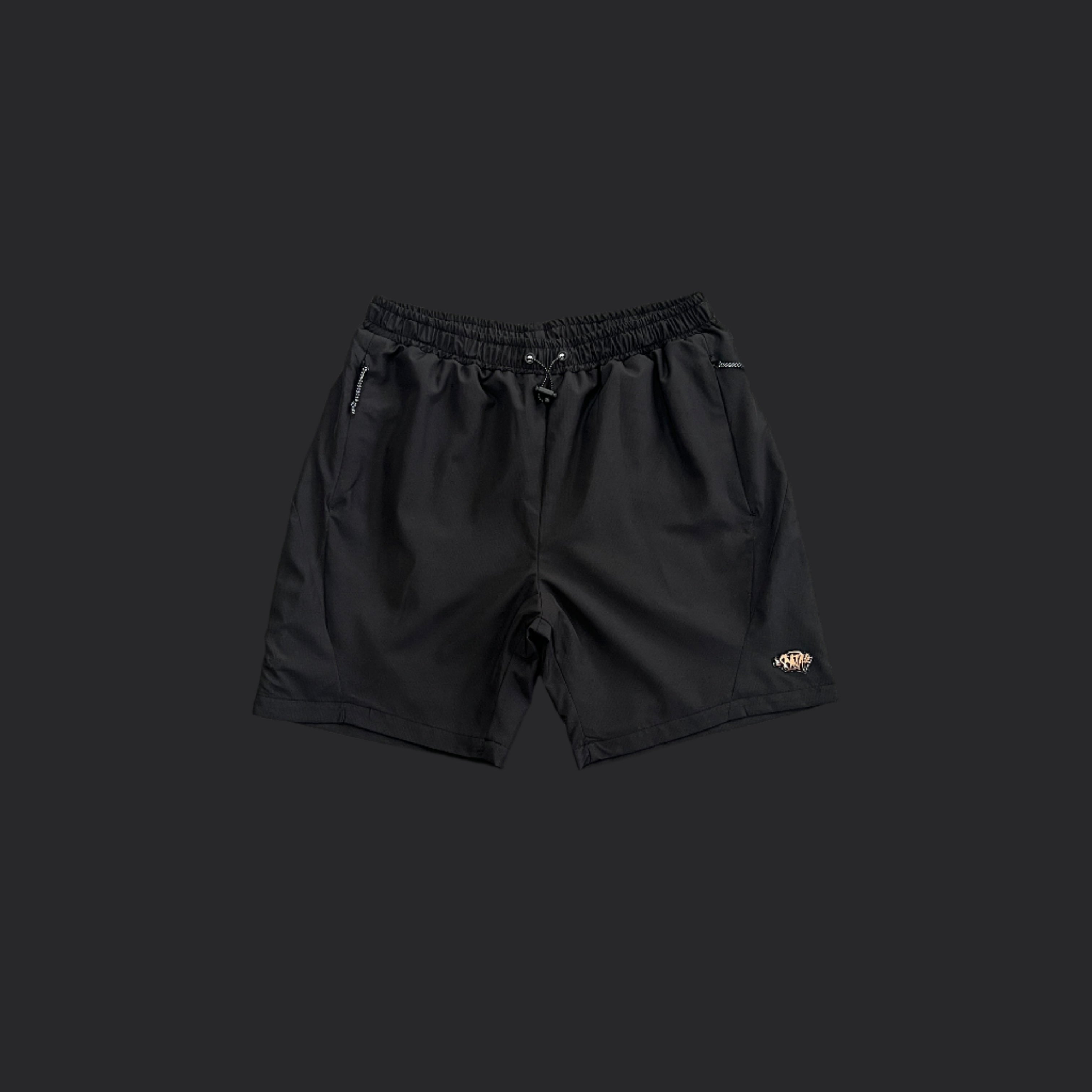 Syna World Vortex Track Shorts- Black / Rose Gold