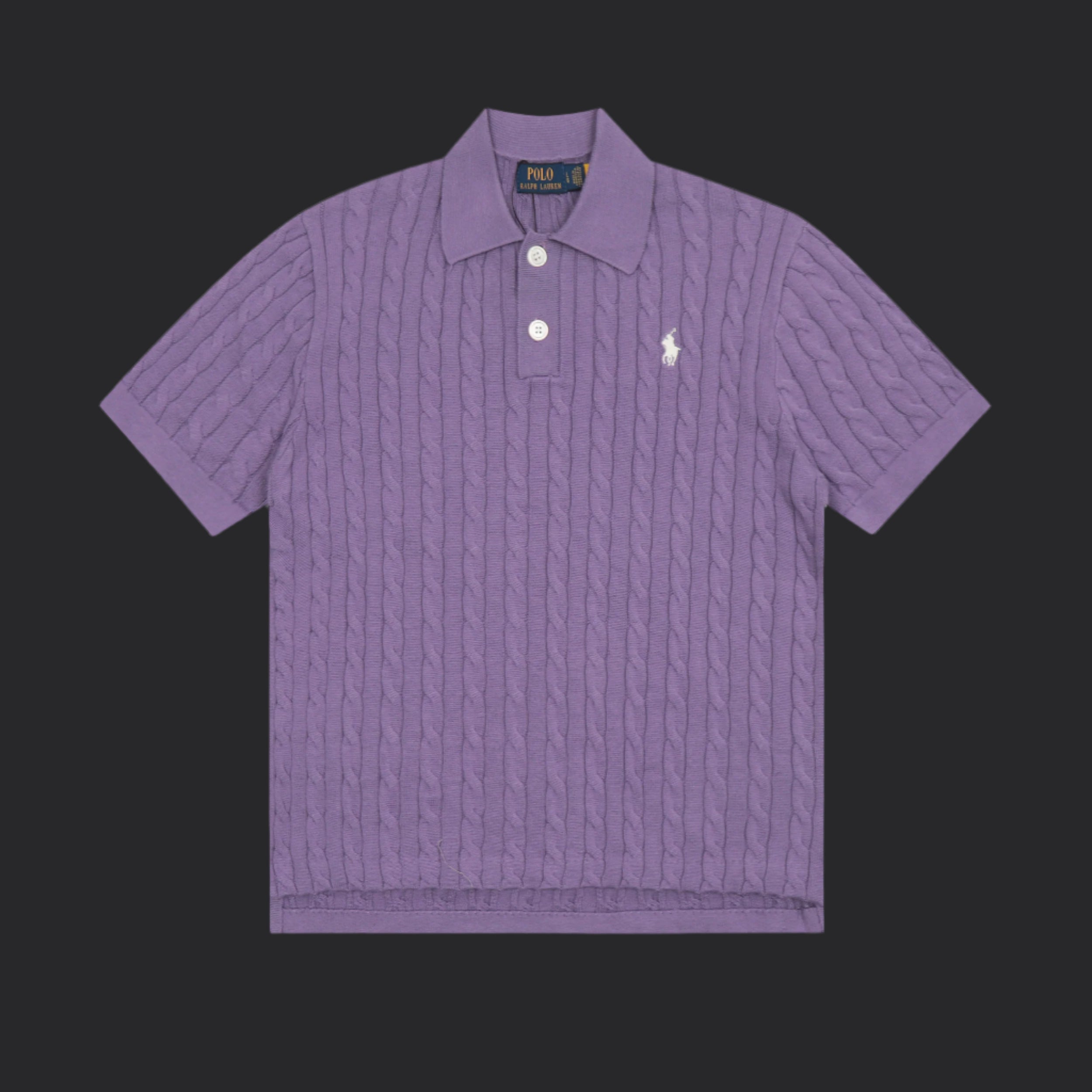 Polo Ralph Lauren Cable-Knit Wool Shirt- Purple/White Logo