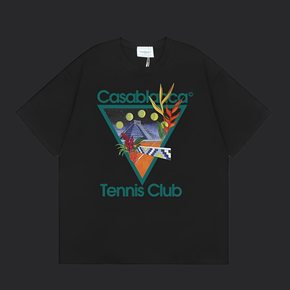 Casablanca Tennis T-Shirt- Black