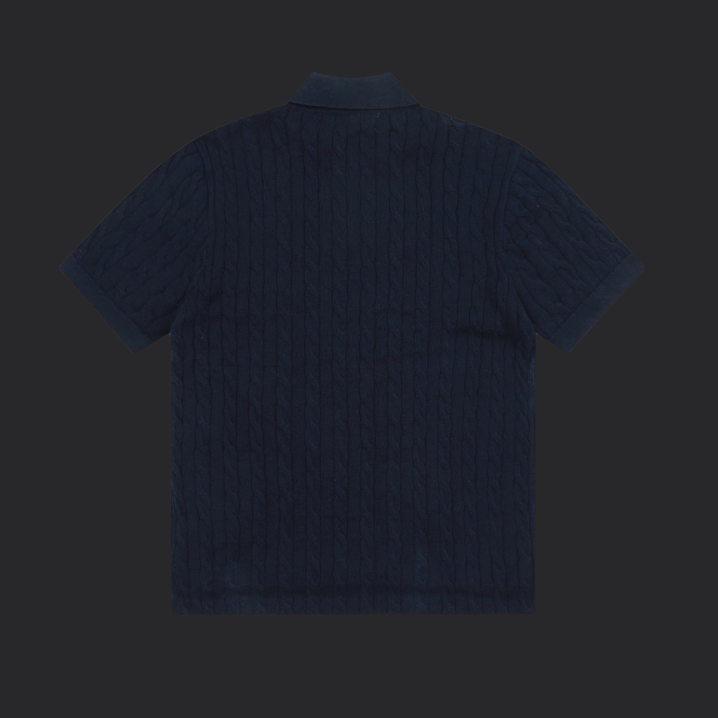 Polo Ralph Lauren Cable-Knit Wool Shirt- Navy Blue/Red Logo