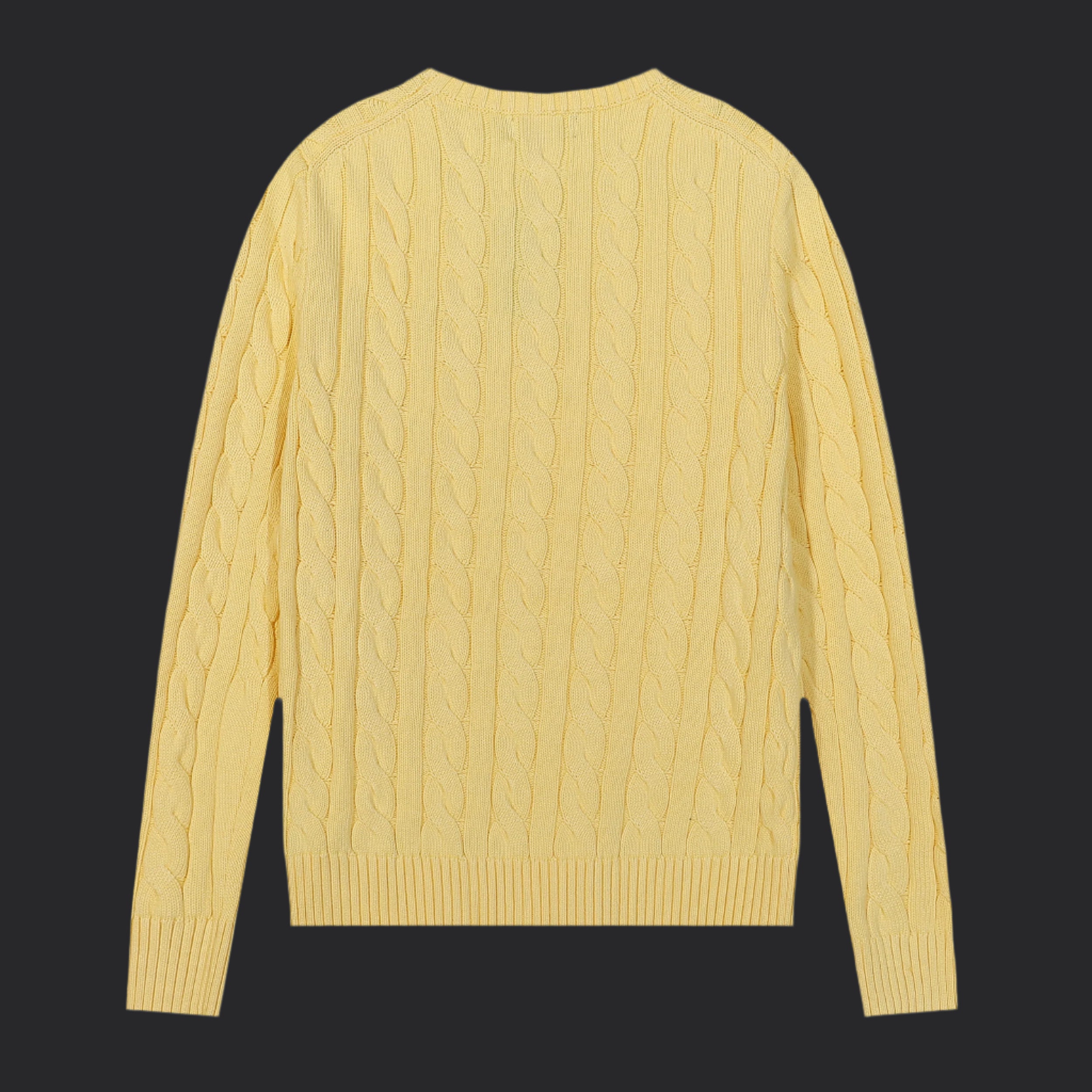 Polo Ralph Lauren Cable-Knit Wool-Cashmere Sweater- Yellow/Black Logo