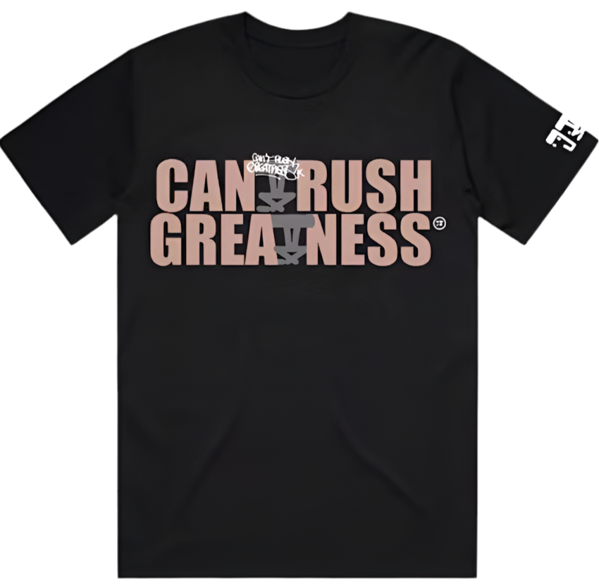 Central Cee x Judah Can't Rush Greatness Tee- Black / Rose Gold