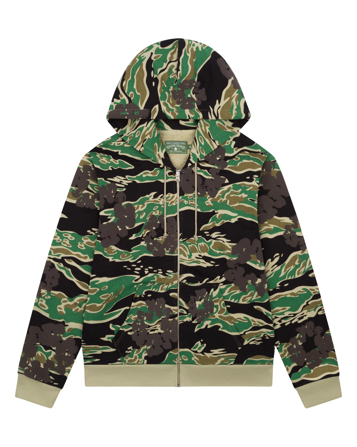 Denim Tears Green Camo Cotton Wreath Zip Hoodie