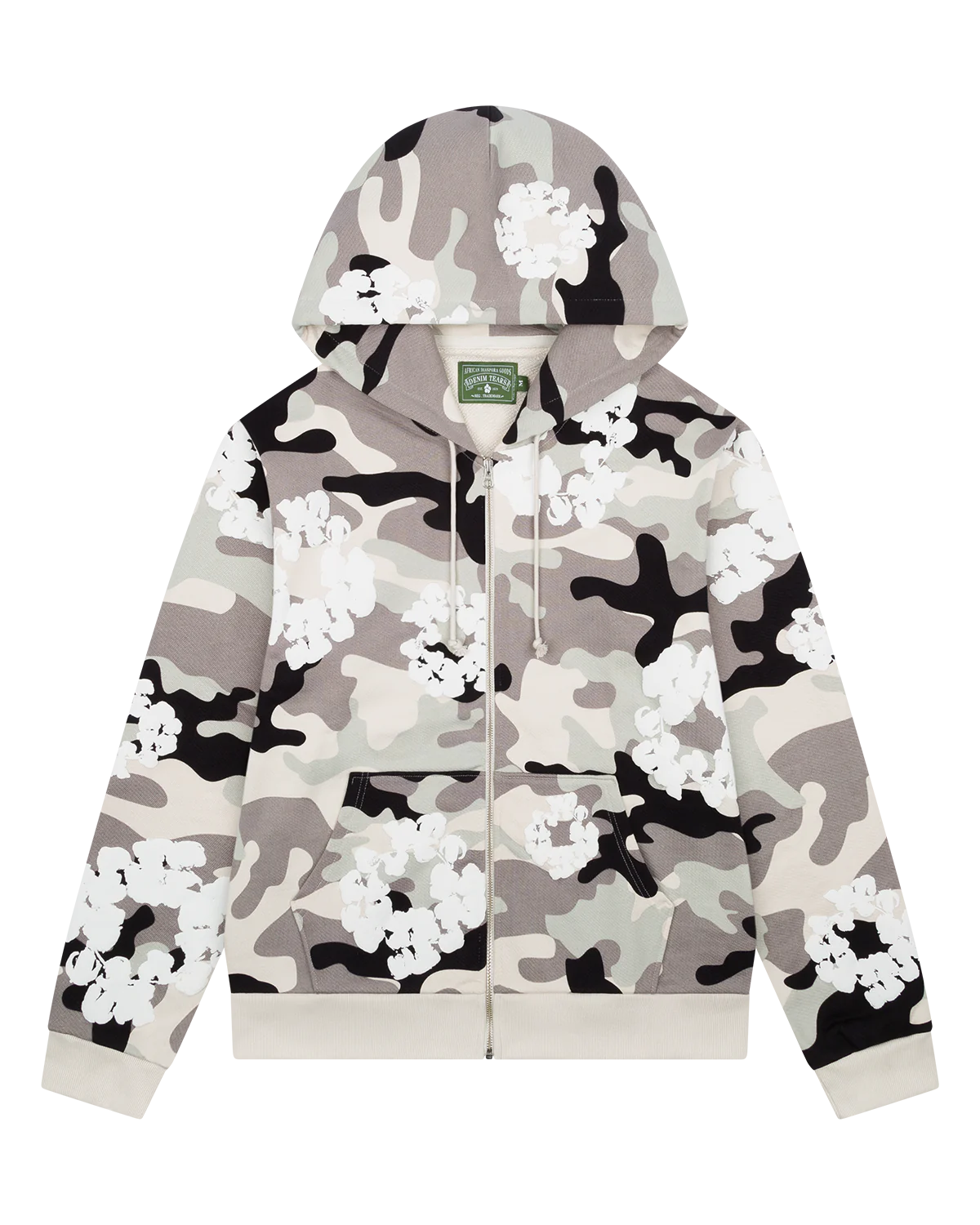 Denim Tears White Camo Cotton Wreath Zip Hoodie