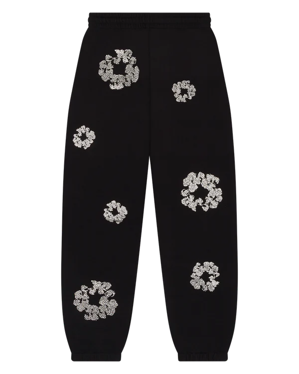 Denim Tears Cashmere Swarovski Cotton Wreath Sweatpants- Black