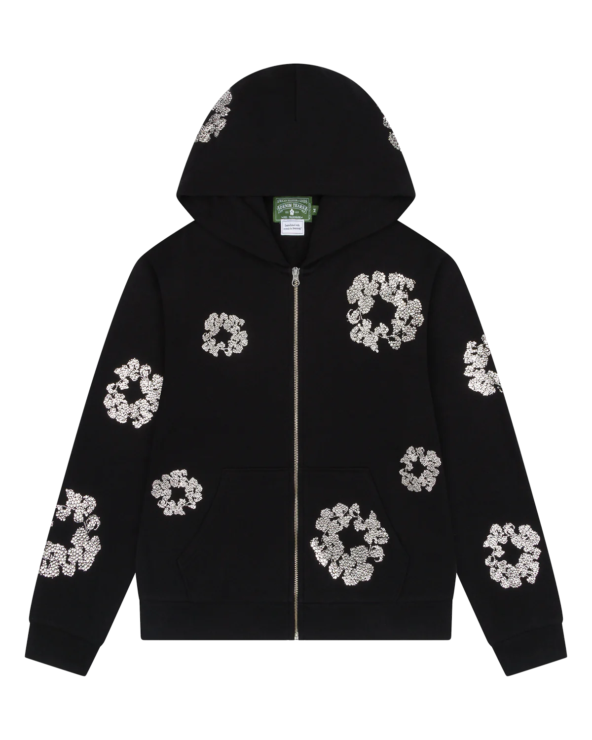 Denim Tears Cashmere Swarovski Cotton Wreath Zip Hoodie- Black