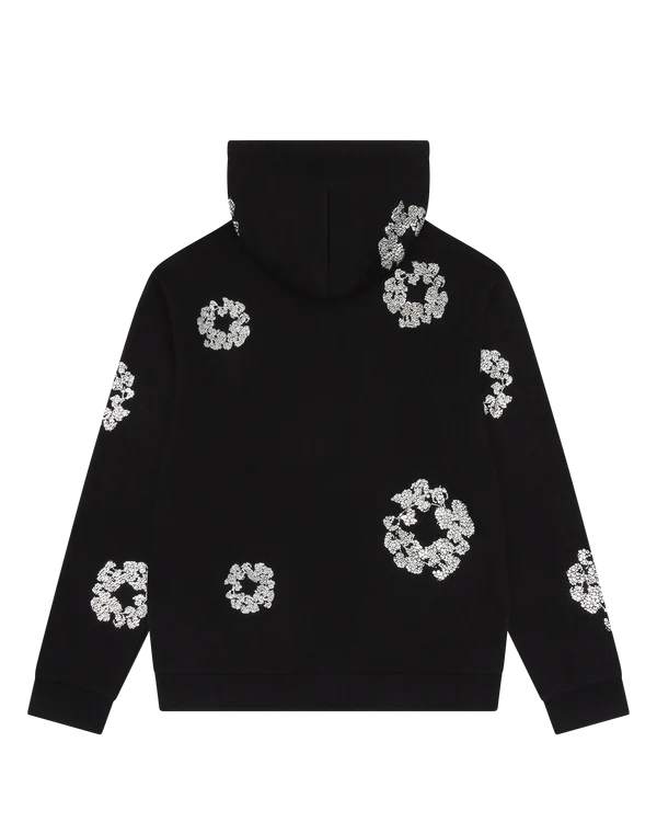 Denim Tears Cashmere Swarovski Cotton Wreath Zip Hoodie- Black