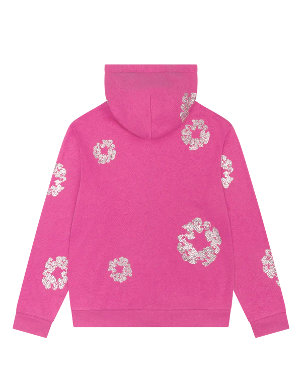 Denim Tears Cashmere Swarovski Cotton Wreath Zip Hoodie- Pink