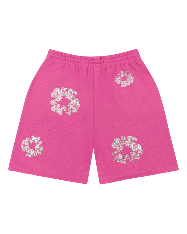 Denim Tears Cashmere Swarovski Cotton Wreath Shorts- Pink