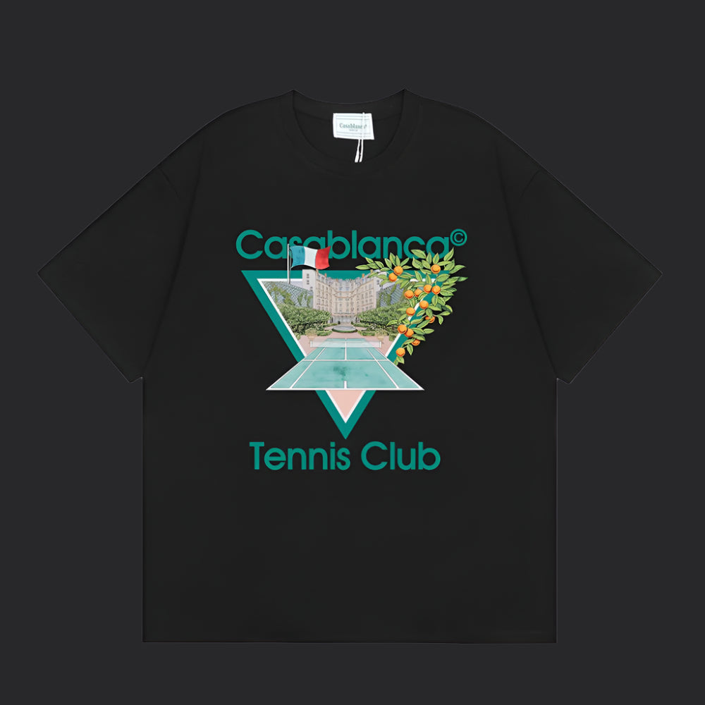 Casablanca Tennis T-Shirt- Black