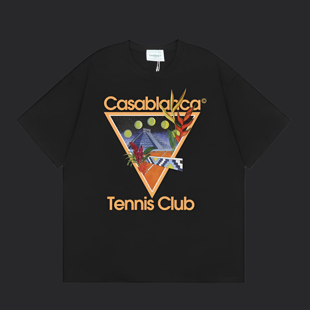 Casablanca Tennis T-Shirt- Black
