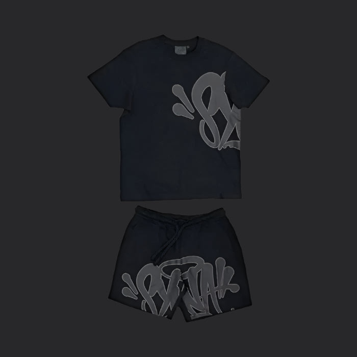 Syna World T-Shirt & Shorts Logo Set - Black / Grey