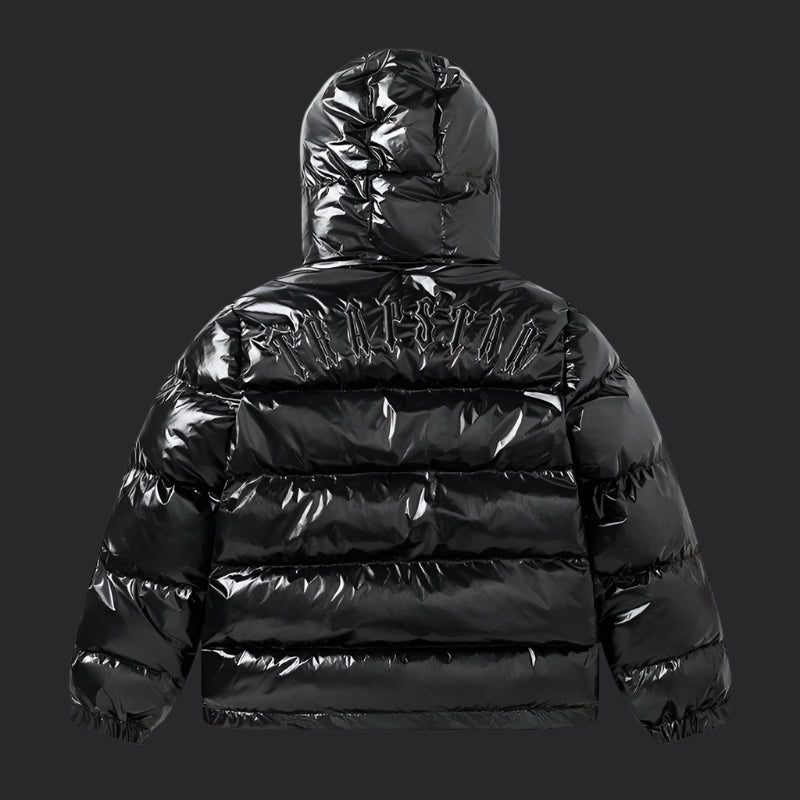 Trapstar Ironagte Detachable Hooded Puffer Jacket- Shiny Black
