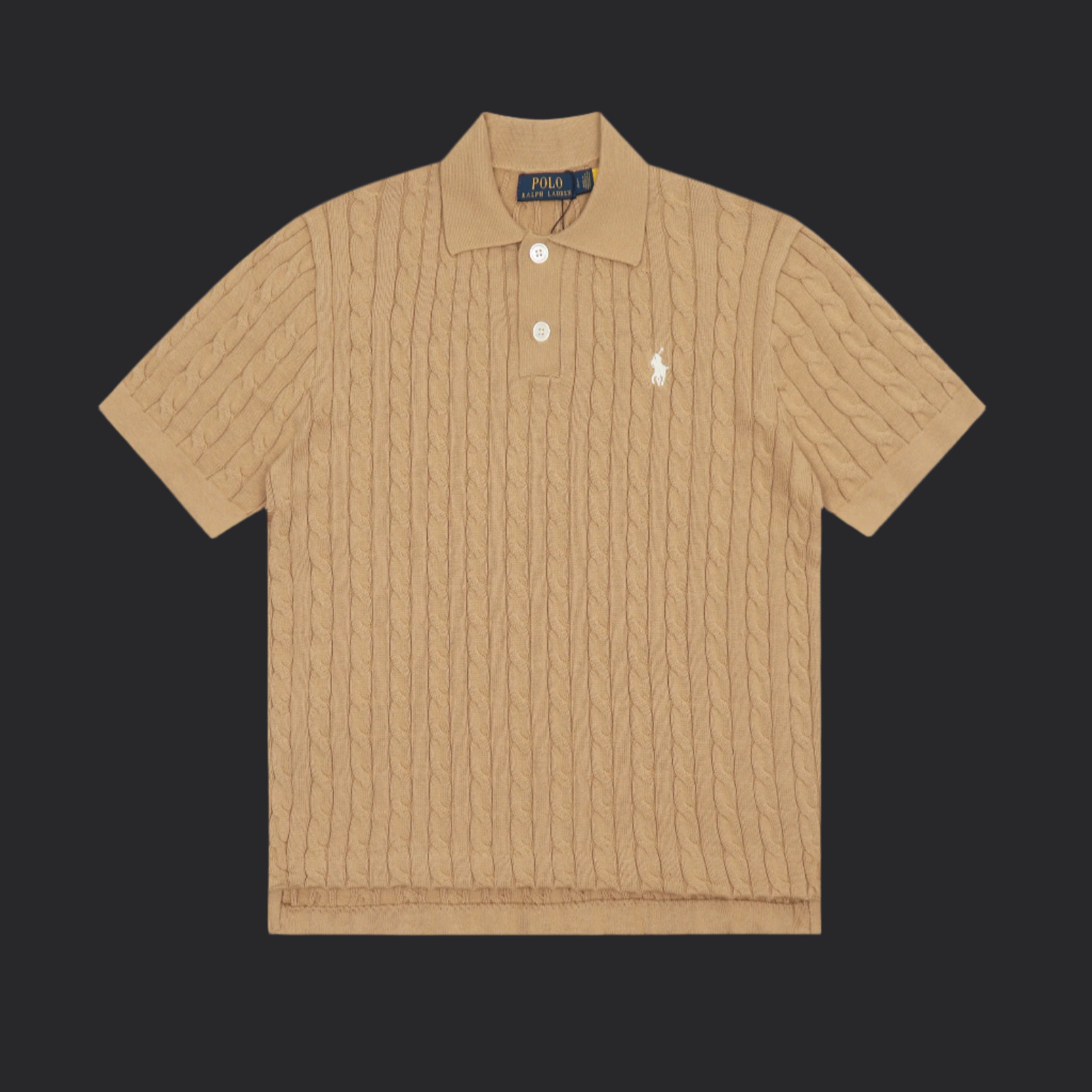 Polo Ralph Lauren Cable-Knit Wool Shirt- Brown/White Logo