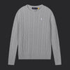Polo Ralph Lauren Cable-Knit Wool-Cashmere Sweater- Grey/White Logo