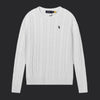Polo Ralph Lauren Cable-Knit Wool-Cashmere Sweater- White/Black Logo