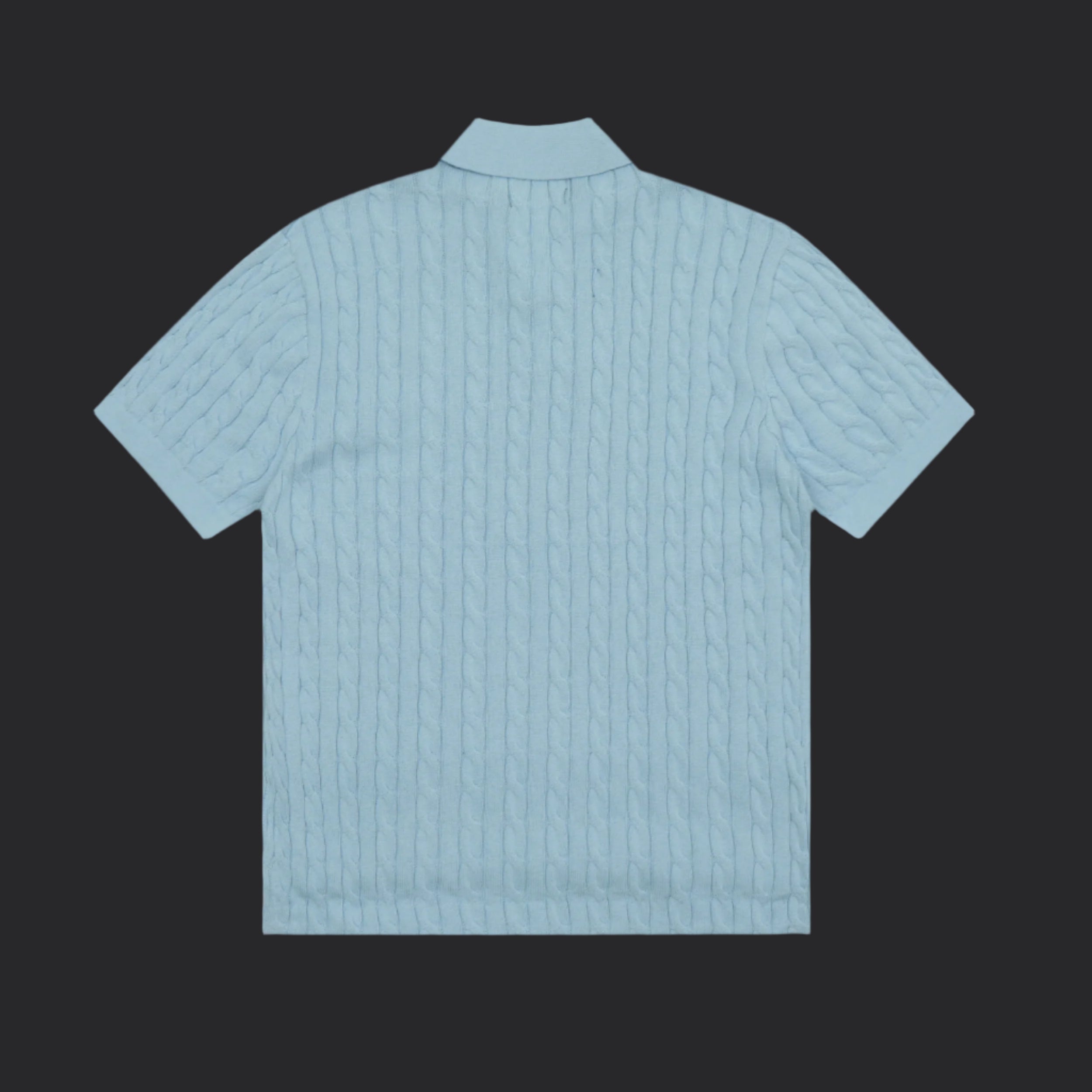 Polo Ralph Lauren Cable-Knit Wool Shirt- Light Blue/Black Logo