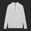 Polo Ralph Lauren Cable-Knit Cotton Quarter-Zip Sweater- White/Black Logo
