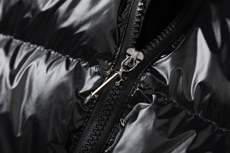 Trapstar Ironagte Detachable Hooded Puffer Jacket- Shiny Black