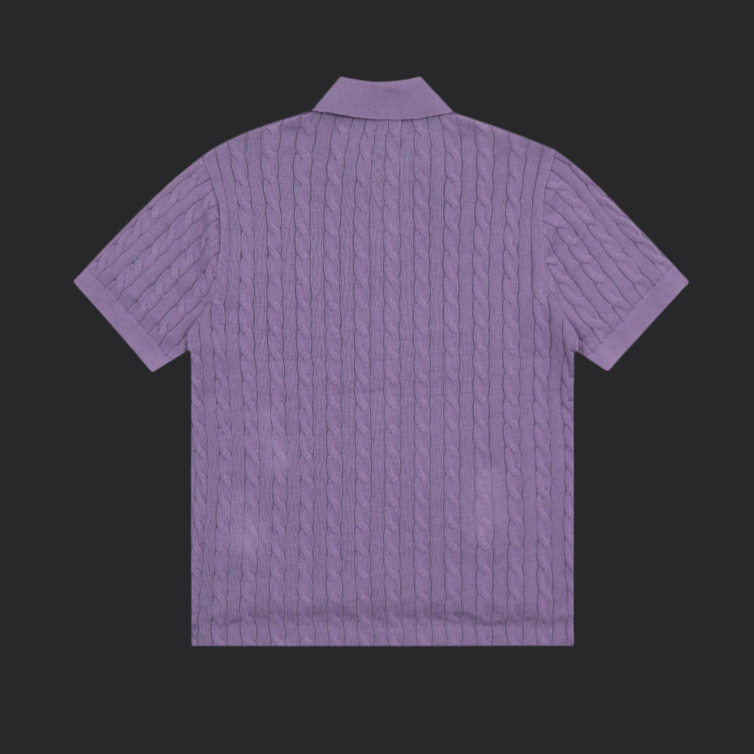Polo Ralph Lauren Cable-Knit Wool Shirt- Purple/White Logo