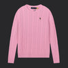Polo Ralph Lauren Cable-Knit Wool-Cashmere Sweater- Pink/Black Logo