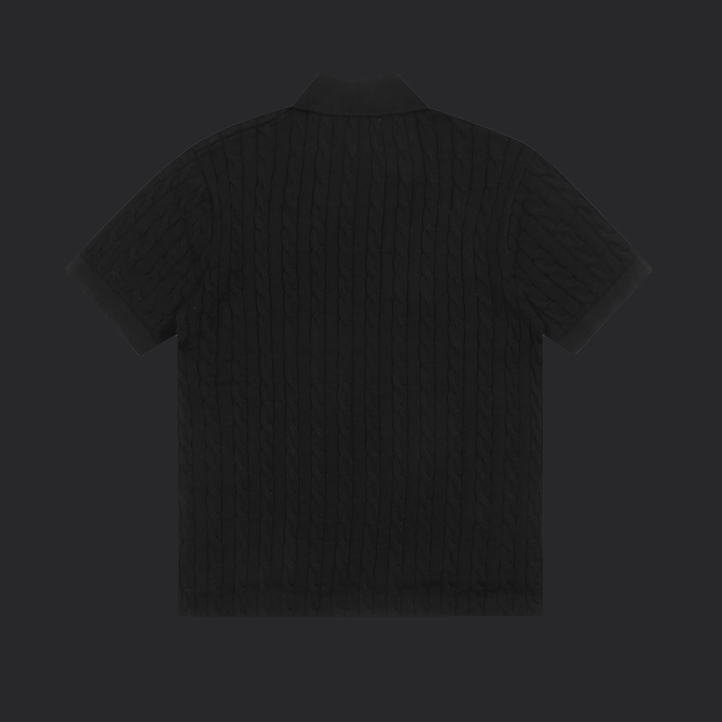 Polo Ralph Lauren Cable-Knit Wool Shirt- Black/White Logo