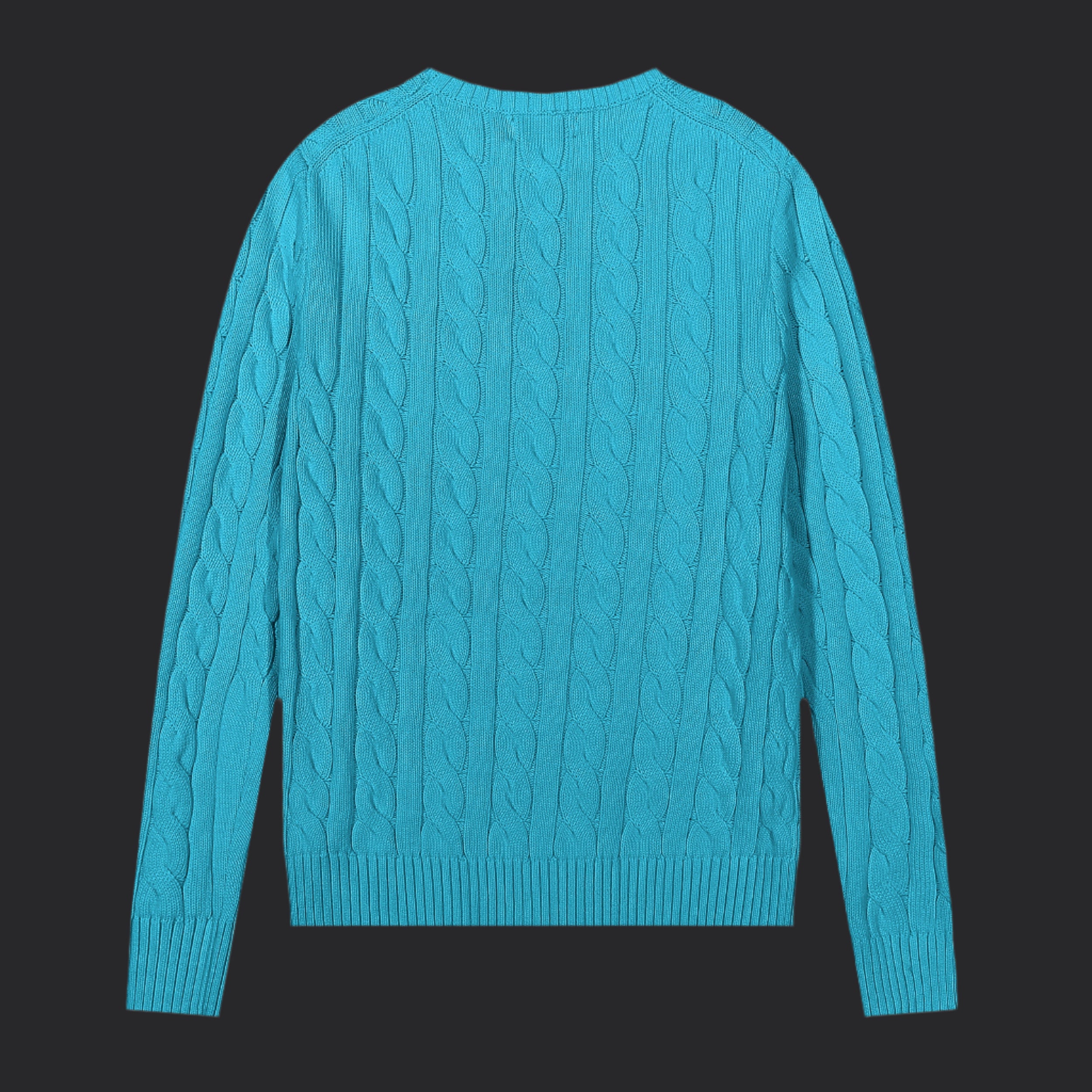 Polo Ralph Lauren Cable-Knit Wool-Cashmere Sweater- Blue/Black Logo