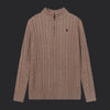 Polo Ralph Lauren Cable-Knit Cotton Quarter-Zip Sweater- Brown/Black Logo