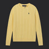 Polo Ralph Lauren Cable-Knit Wool-Cashmere Sweater- Yellow/Black Logo