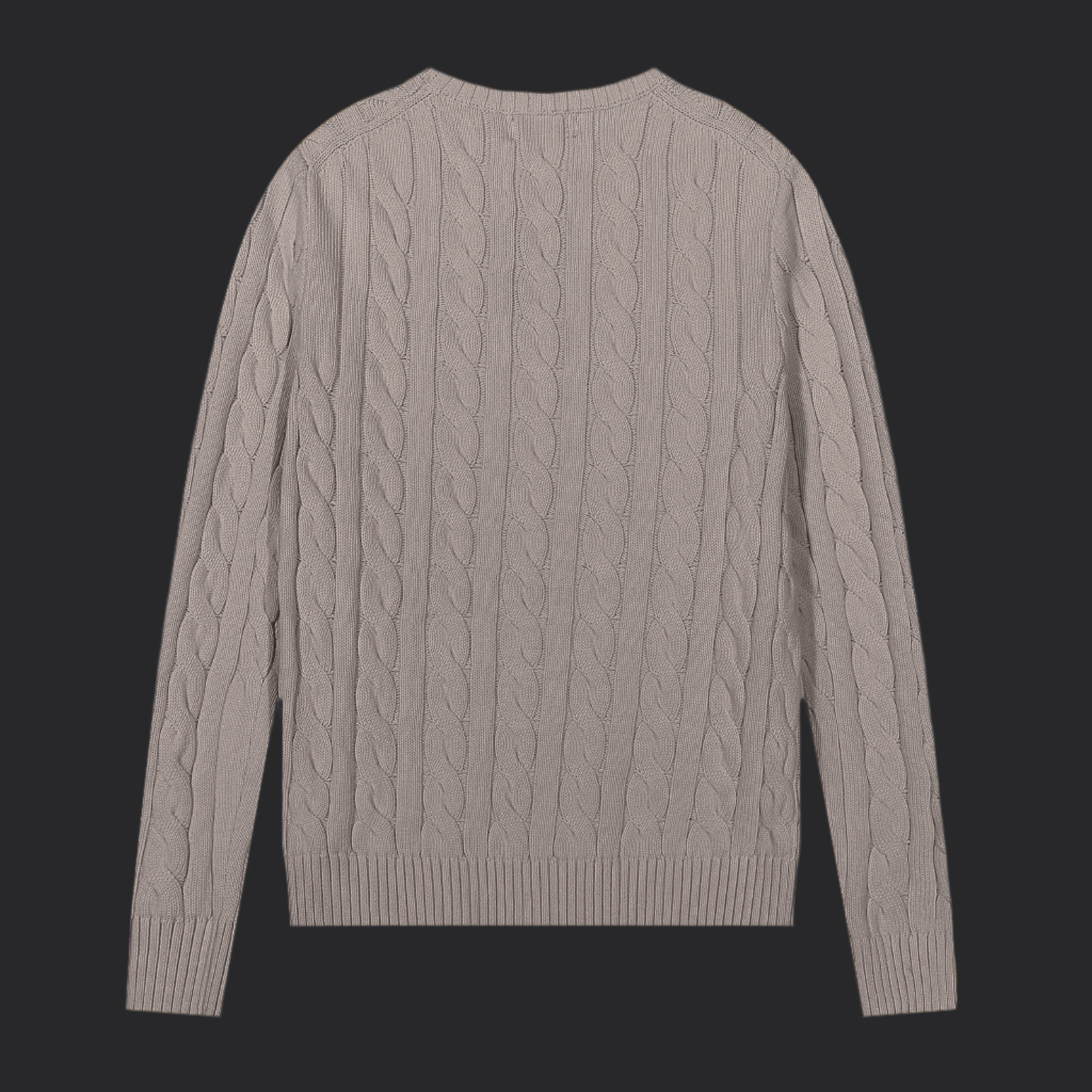 Polo Ralph Lauren Cable-Knit Wool-Cashmere Sweater- Light Brown/Black Logo