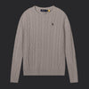 Polo Ralph Lauren Cable-Knit Wool-Cashmere Sweater- Light Brown/Black Logo