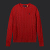 Polo Ralph Lauren Cable-Knit Wool-Cashmere Sweater- Red/Black Logo
