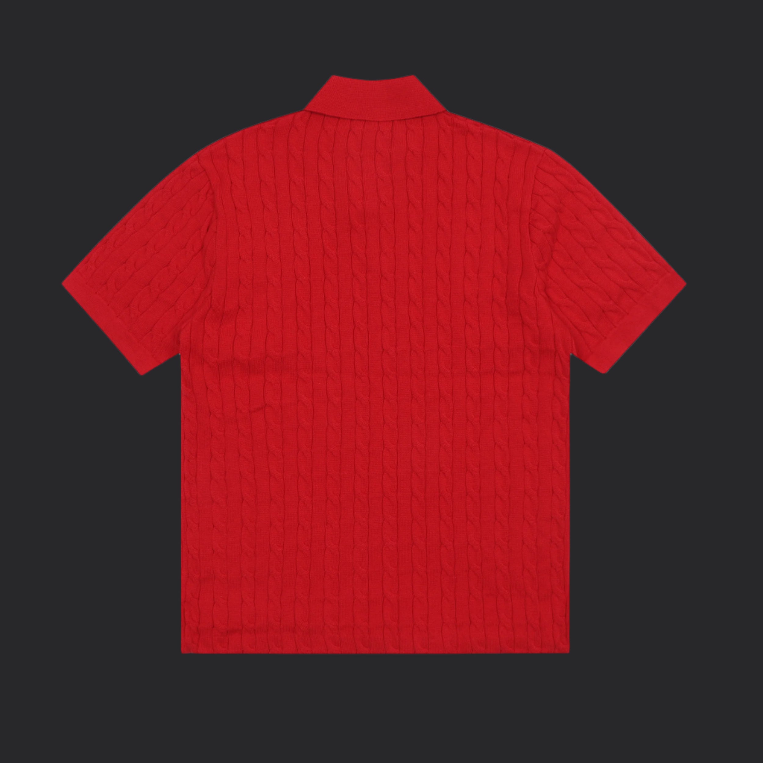 Polo Ralph Lauren Cable-Knit Wool Shirt- Red/Black Logo