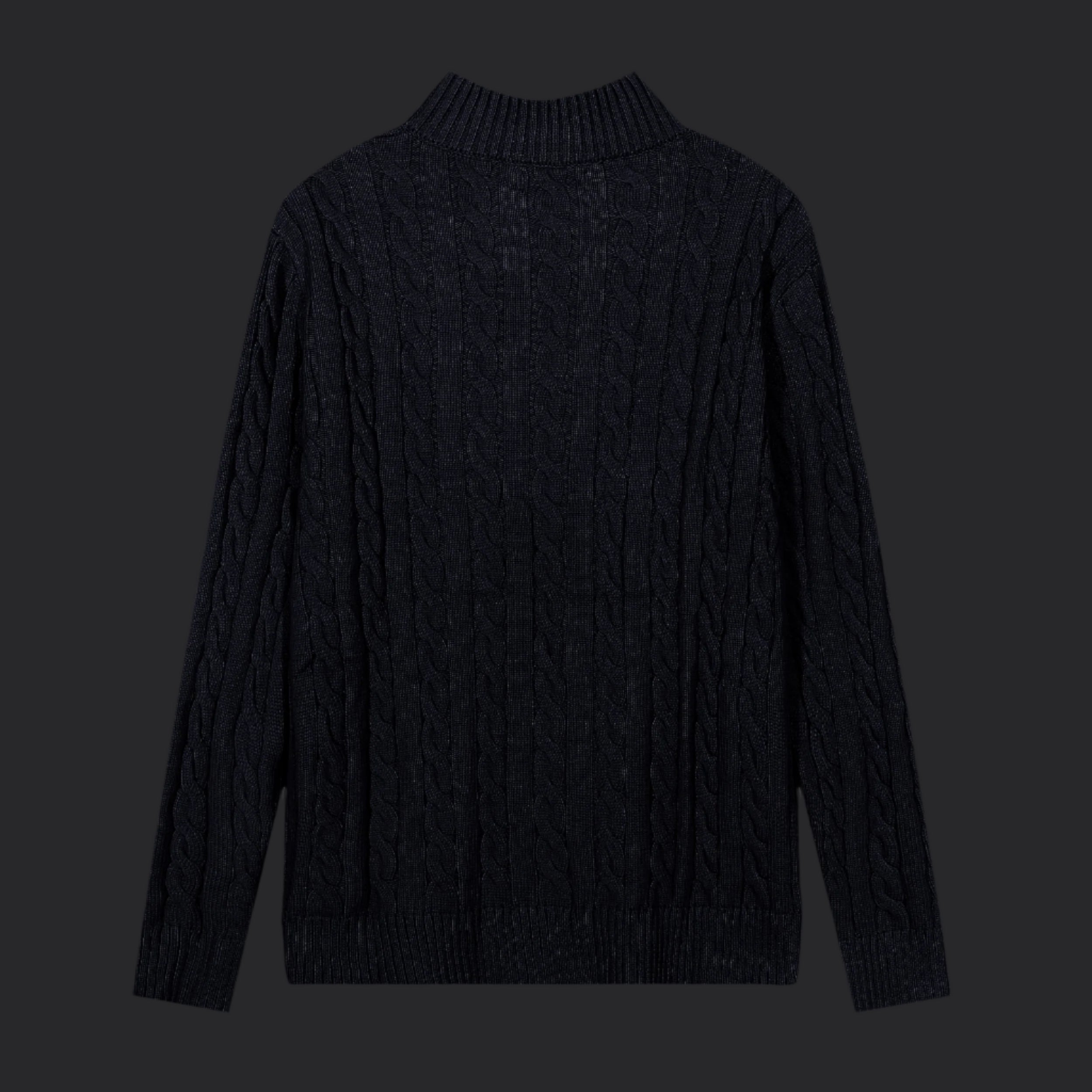 Polo Ralph Lauren Cable-Knit Cotton Quarter-Zip Sweater- Black/Red Logo