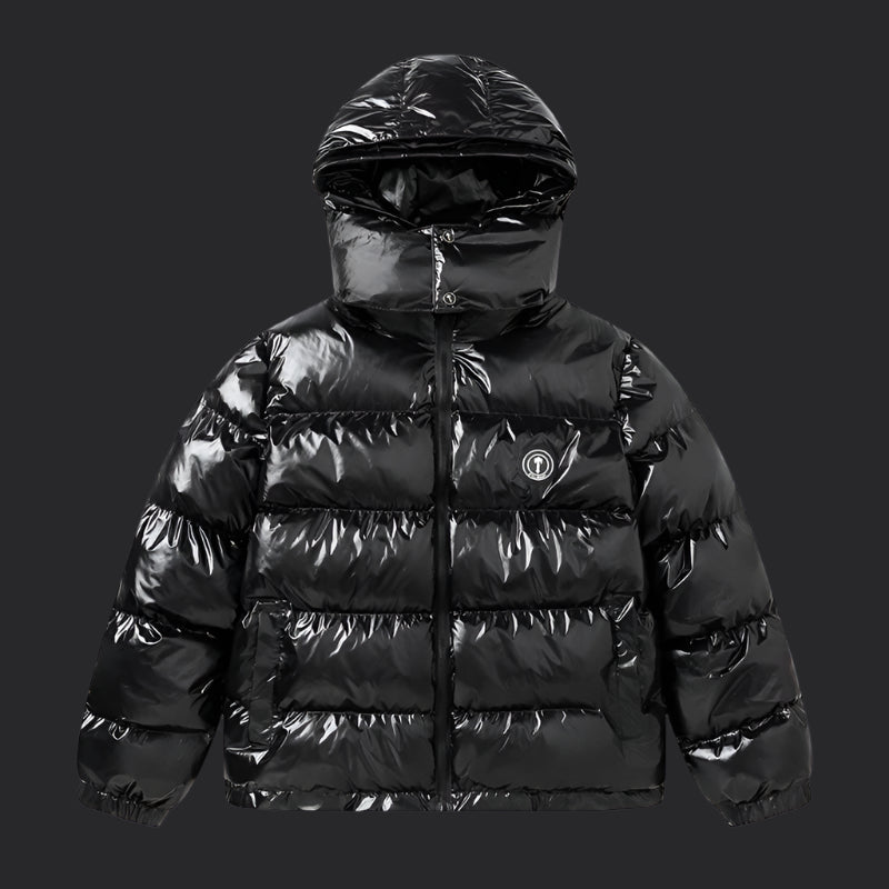Trapstar Ironagte Detachable Hooded Puffer Jacket- Shiny Black