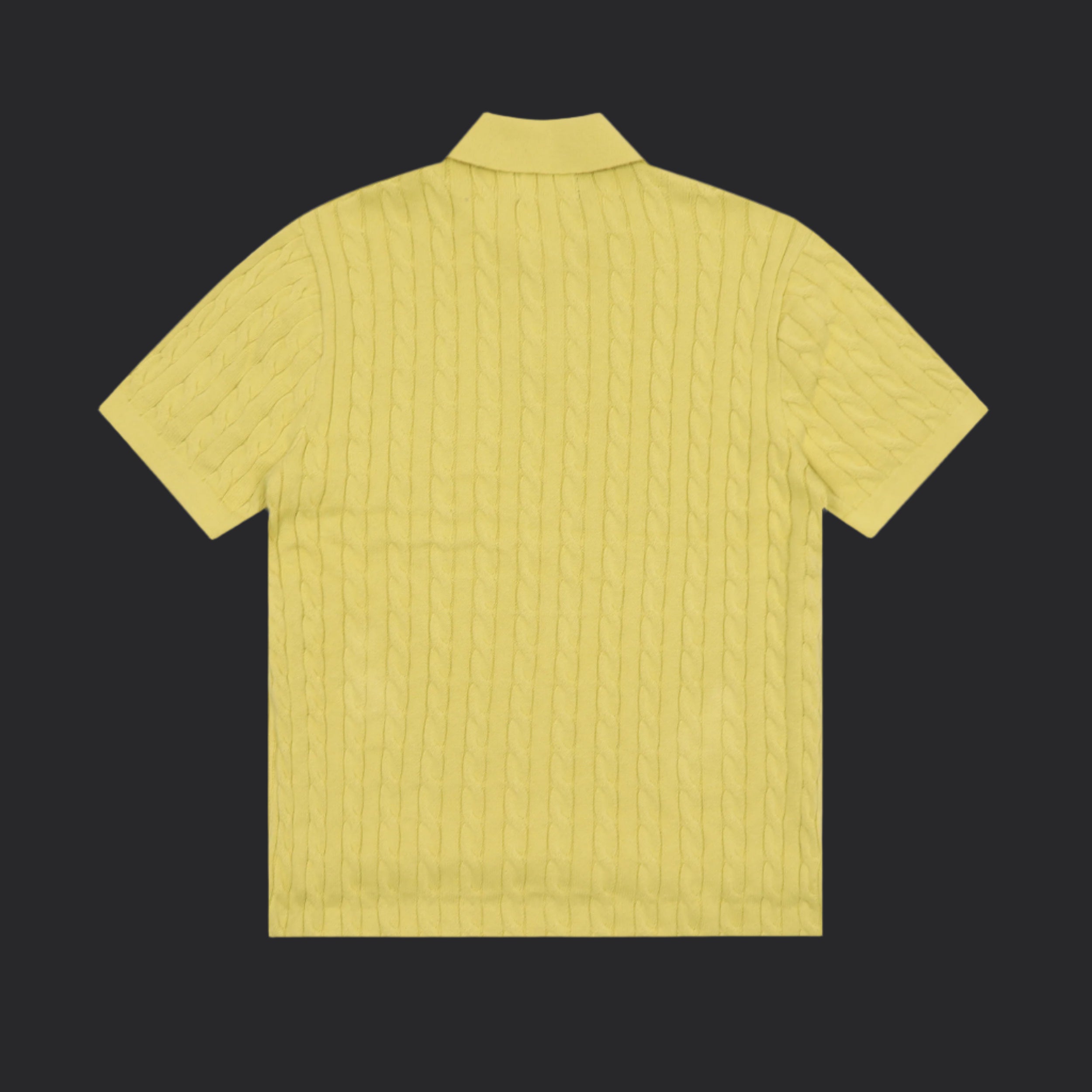 Polo Ralph Lauren Cable-Knit Wool Shirt- Yellow/Navy Blue Logo