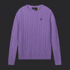 Polo Ralph Lauren Cable-Knit Wool-Cashmere Sweater- Purple/Black logo