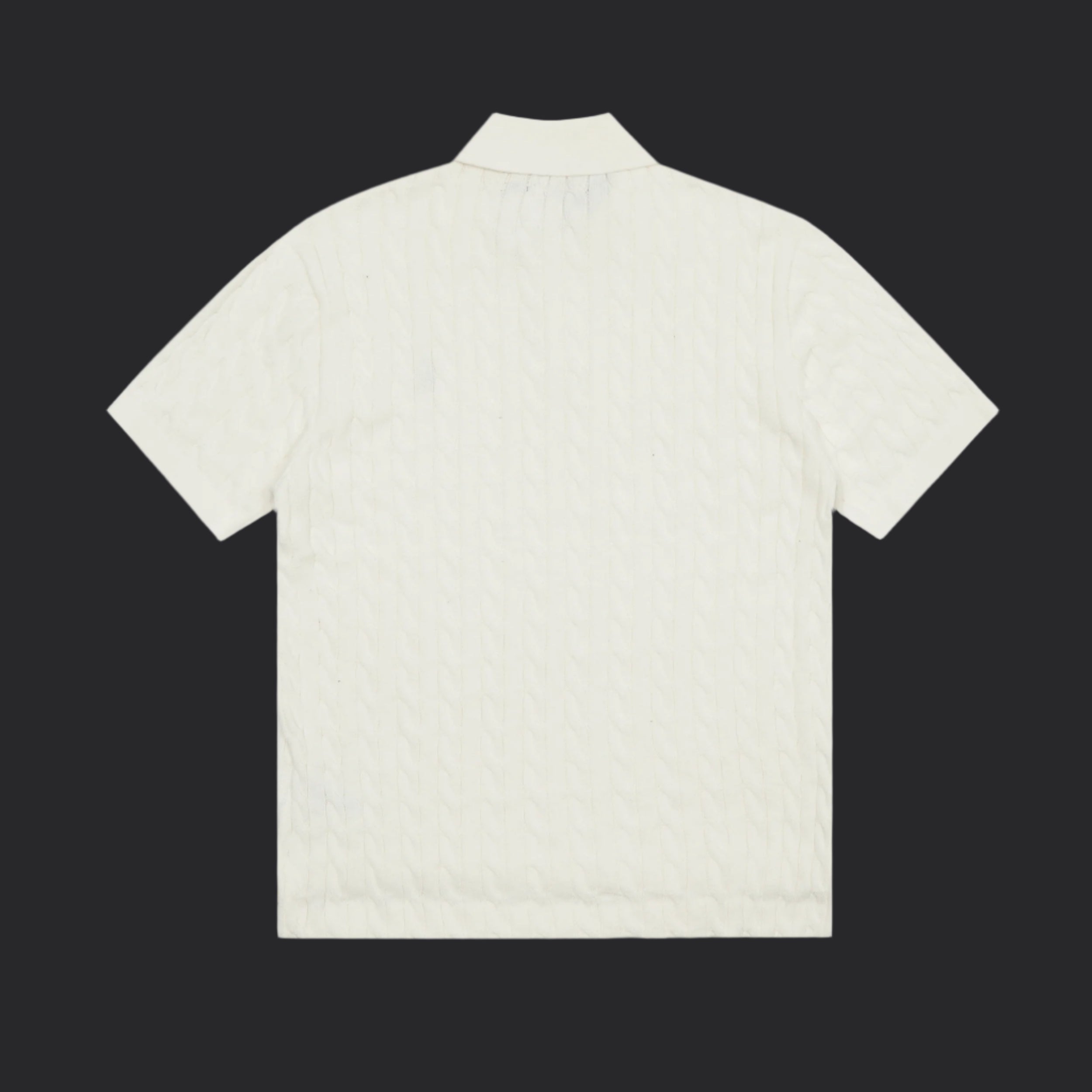 Polo Ralph Lauren Cable-Knit Wool Shirt- White/Black Logo
