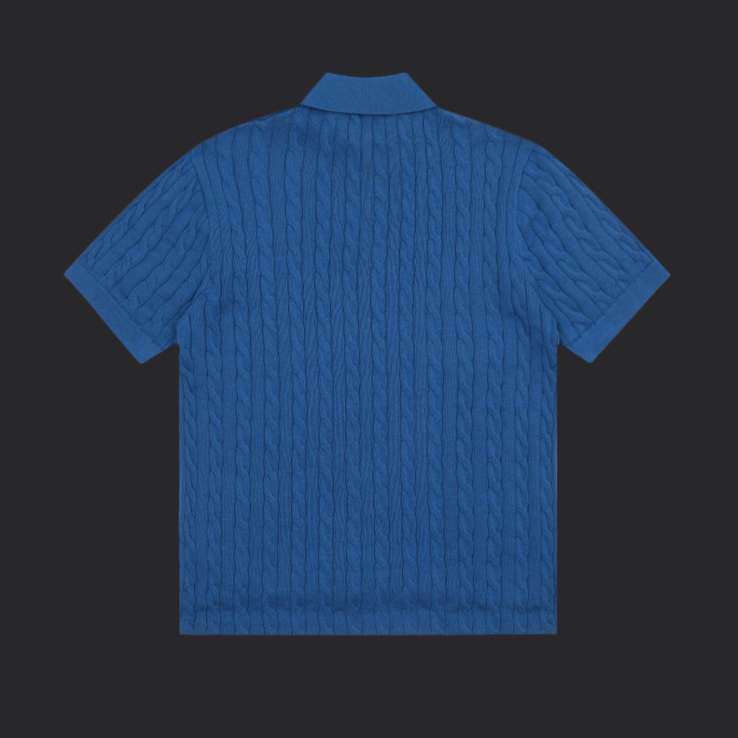 Polo Ralph Lauren Cable-Knit Wool Shirt- Dark Blue/White Logo